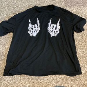 Oversized skeleton hand short sleeve shirt